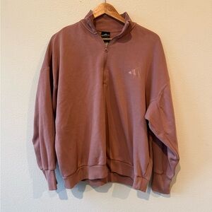 adidas women’s quarter Zip-Up Sweatshirt in Mauve